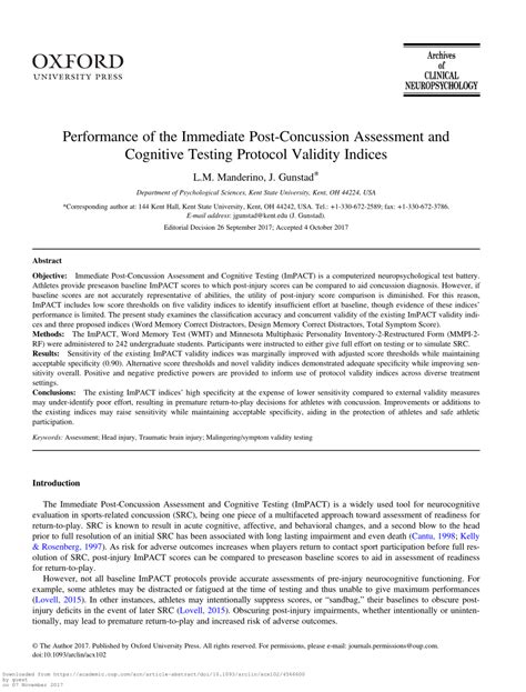 impact testing concussion validity|Performance of the Immediate Post.